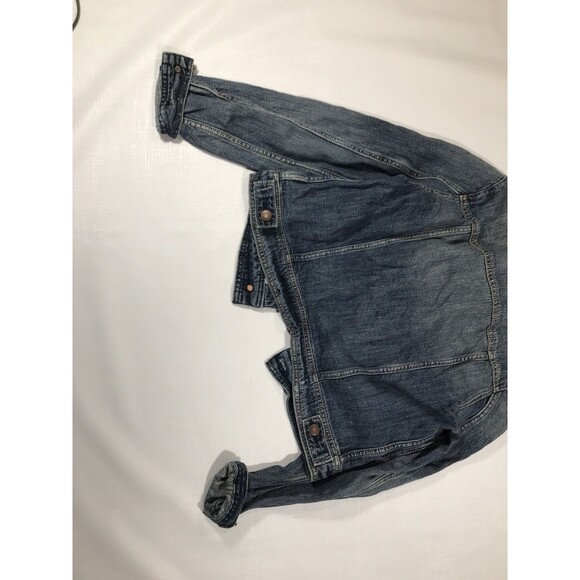 American Eagle Outfitters Denim Jacket Womens Large Blue Flex Trucker Stretch - Picture 8 of 9